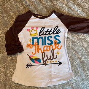 LITTLE MISS THANKFUL 3/4 ruffled sleeve Tee